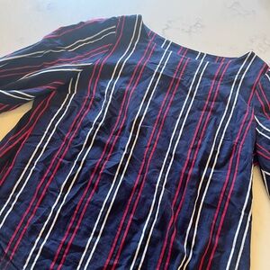Striped Navy Top with Red and White Accents